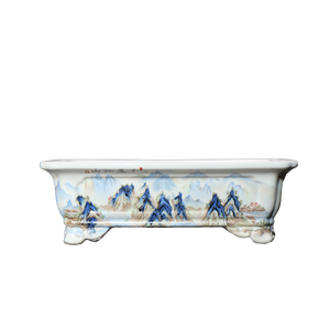 Handmade Ceramic Bonsai <b>Pot</b> Rectangular Landscape Painting Purple <b>Clay</b> Flower <b>Pot</b> With A Thousand Miles Of Rivers And Mountains - Product Image 5