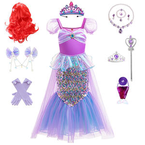 Disfraz de Sirena con Mangas de Malla y Lentejuelas, Vestidos de Cosplay de Ariel, Vestido de Fiesta de Sirena, Disfraces de TV y Películas para Bodas y Fiestas de Cumpleaños - Product Image 1