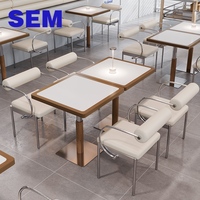 Ensemble table et chaises de restaurant SEM Modern Cafeteria, avec banquette en cuir Nappa premium épaissi pour restaurant.