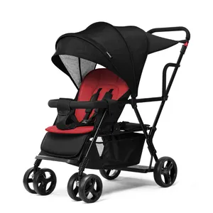 Purorigin 2024最新设计产品轻质双推车简易一键折叠旅行婴儿背带臀部座椅