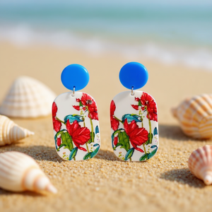 Pendientes Pintados con Diseño Floral, Aretes Azules de Resina Acrílica, Joyería de Moda para Mujer, Regalo, Estilo Moderno - Product Image 3