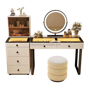 2025 crème style moderne simple en bois massif <span class=keywords><strong>coiffeuse</strong></span> seau armoire stockage atmosphère panoramique lumière - Product Image 4