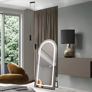 Beauty Salon gương với Led sàn ánh sáng gương lớn với kệ kích thước đầy đủ chiều dài gương với khung kim loại lớn vòm đứng - Product Image 2