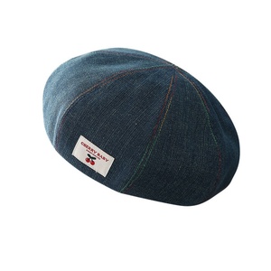 หมวกเบเรต์ทรงแปดเหลี่ยมผ้าเดนิมสไตล์ญี่ปุ่นลายเชอร์รี่อเนกประสงค์สำหรับใส่ในสไตล์ลำลองแบบนักศึกษา - Product Image 1