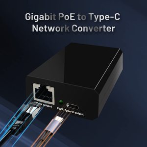 Divisor 802.3bt 60W <span class=keywords><strong>CAT5</strong></span>/POE con capacidad de interruptor 2G Adaptador de corriente <span class=keywords><strong>USB</strong></span> <span class=keywords><strong>C</strong></span> y cargador Poe para Tablet PC - Product Image 2