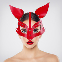 Masque de renard en cuir PU pour cosplay, accessoire de fête, demi-masque de mascarade sexy, semi-fait main, pour l'exportation