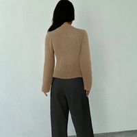 Kardigan Rajut Wanita Lengan Panjang Musim Gugur, Elegan, Santai, Kancing Asimetris, Warna Solid, Rajutan Mohair, Pakaian Kasual