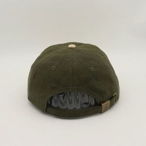 <b>Mens</b> 6-Panel Dad Baseball Hat Soft Unstructured <b>Cap</b> with Curved Brim and <b>Flat</b> Embroidery Logo Made From Hemp Fabric - Product Image 4