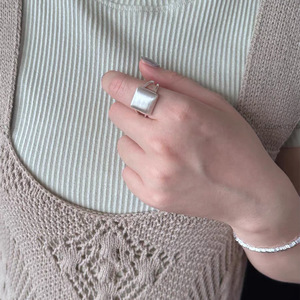Anillo Geométrico de Plata Cepillada S925, Diseño Abierto Minimalista, Unisex, para Uso Diario - Product Image 5
