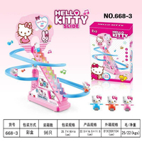 Jouet de course BaoHan en plastique à piles avec canard, dinosaure et pingouin, avec lumières et musique, pour escalade sur les escaliers