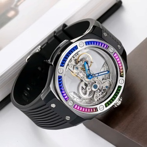 Montre pour homme, design squelette mécanique, boîtier en alliage d'acier inoxydable, verre, montre pour homme - Product Image 5