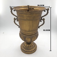 Macetero Decorativo Vintage en Forma de Trofeo de Metal Dorado con Asas, Florero Decorativo, Centro de Mesa para Bodas, Maceta para Exhibición Floral