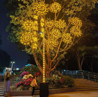 Installation lumineuse interactive en forme de tournesol à manivelle LED, étanche IP65, avec fonction de gradation pour la décoration extérieure