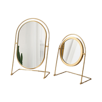 Miroir de table portable HD rotatif FIORTIA, forme ovale ronde, or, moderne, luxe, miroir de maquillage de bureau