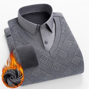Camicie da <span class=keywords><strong>uomo</strong></span> autunno inverno per il commercio all'ingrosso da <span class=keywords><strong>uomo</strong></span> in pile caldo e spessa con collo alto Casual camicia a maniche lunghe da <span class=keywords><strong>uomo</strong></span> - Product Image 2