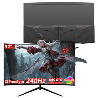 Moniteur de jeu incurvé LCD R&E Black 32 pouces 1080P 240Hz 1ms HDR 120% SRGB Panneau VA/IPS Contraste 3000:1 DP pour ordinateur de bureau PC