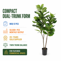 Arbre artificiel Ficus lyrata, plante décorative, feuilles résistantes aux UV, tronc naturel, pour projets de jardins, hôtels et entrées