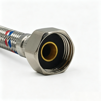 Tuyau d'alimentation tressé OEM ODM en acier inoxydable 304, 1/2" F x M10, avec tube intérieur EPDM et écrou en laiton nickelé, connecteur flexible