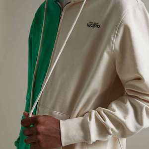 <span class=keywords><strong>Color</strong></span> Block Zip up Fabricante Venta al por mayor Custom <span class=keywords><strong>Two</strong></span> Tone Golf Hoodie para hombres Blank French Terry Plain Men's Hoodies a granel - Product Image 4