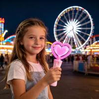 Carnaval du Nouvel An, cœur rose néon, jouet ABS dynamique rotatif à 360°, sans batterie, baguette lumineuse LED personnalisée