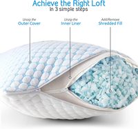 Oreiller en mousse à mémoire de forme déchiquetée rafraîchissante en fibre de glace, réglable en hauteur, soutien cervical, literie respirante pour dormir