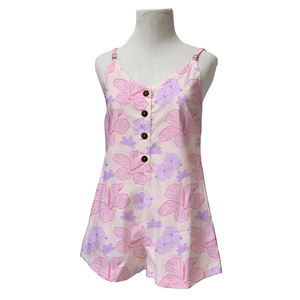 Neuestes Design Blumendruck Hawaiianischer Damen-Romper Verstellbare Träger Knopfleiste V-Ausschnitt Maßgeschneiderter Damen-<span class=keywords><strong>Jumpsuit</strong></span> - Product Image 5