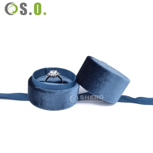 Juego de caja de joyería con colgante de terciopelo redondo de gama alta Shero, juego de caja de terciopelo con logotipo y Lazo de cinta - Product Image 5