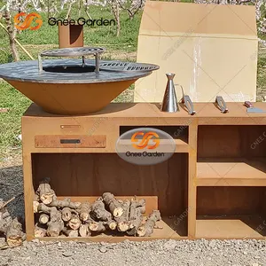 Parrilla sin humo para quemar madera al aire libre Firepit Bowls Camping Barbacoa Fire Pit Corten Steel BBQ Grills