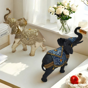 New Home Retro Shawl Walking Baby <b>Elephant</b> Ornament Living Room Model Room Wine Cabinet <b>Decoration</b> Epoxy Resin Folk Art - Product Image 4