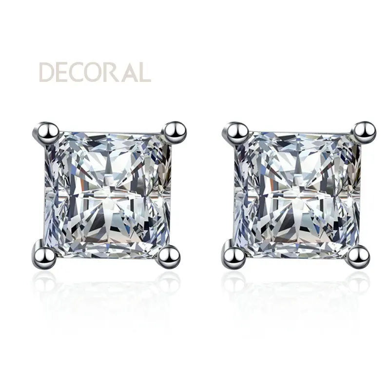 เครื่องประดับขายส่งสีดี925เงินสเตอร์ลิงต่างหูเจ้าหญิง1.2/2/4CT Vvs1 Moissanite