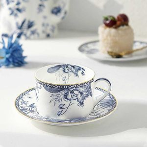 Vente en gros d'usine Yannoxi Service à thé classique <span class=keywords><strong>de</strong></span> <span class=keywords><strong>l</strong></span>'après-midi Bleu et blanc Floral en céramique Tasse à café et soucoupe Passe au lave-vaisselle pour événement - Product Image 6