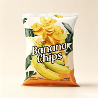 Sacs personnalisables à fond plat avec multiples impressions, adaptés aux chips, chips de banane et autres snacks