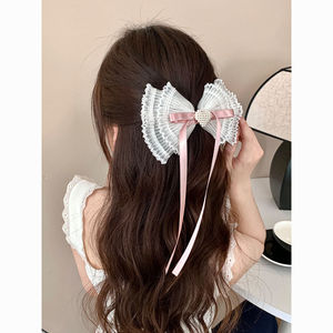 Pinza para el pelo con lazo de encaje en forma de corazón, horquilla de resorte de alta gama estilo francés para la parte posterior de la cabeza, accesorio para el pelo medio recogido - Product Image 1