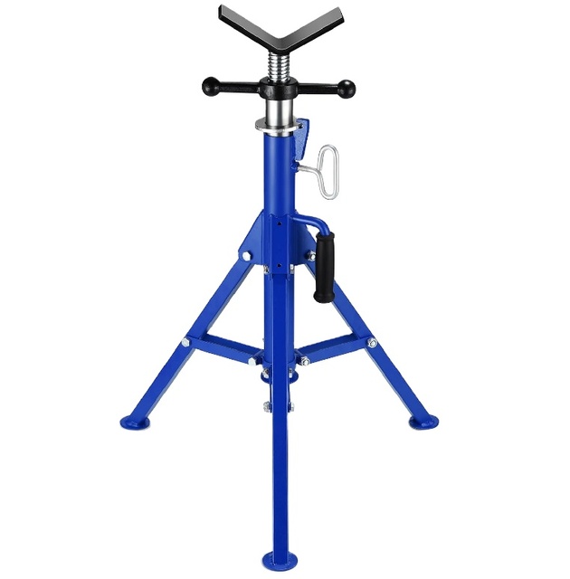 Heavy Duty 1.5-Ton V-Head High Folding Steel Tripod Pipe Stand Jack Stand Portable Pipe Roller Stands