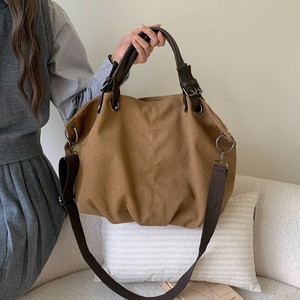 Japanese Style Tote Bag Women Large Capacity Canvas Brown Horizontal <b>Square</b> Zipper Closure Shoulder Crossbody Bag Everyday Use - Product Image 2