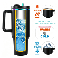 Gobelet isotherme de luxe personnalisé en acier inoxydable de 40 oz avec poignée et paille, plaqué or, isolation thermique de 6 à 12 heures, sans BPA