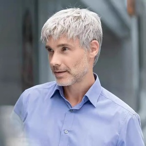 Perruque synthétique courte et volumineuse pour hommes européens et américains, en fibre haute température, sans dentelle, fabriquée à la machine, permable et colorable - Product Image 4