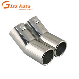 Punta de Escape de Coche, Diámetro de 63 mm, Tubos de Escape Dobles de Acero Inoxidable, Entrada Doble, Salida Doble, Puntas de Silenciador para VW - Product Image 1