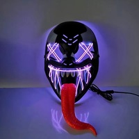 Masque LED lumineux en plastique Langue Personnage de dessin animé Props Happy Halloween Theme Decoration Mask Party Supplies