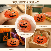 Jouet Squishy Citrouille d'Halloween Doux et Mignon Anti-Stress à Presser avec Gel Pailleté pour Adultes, Adolescents, Décoration de Fête, Cadeau