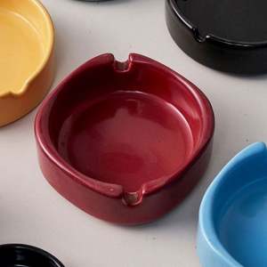 Custom Logo Printed Colorful Round Square Ceramic <b>Ashtray</b> <b>Portable</b> Design for Smoking Box Packing - Product Image 3