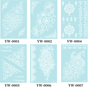 DAMAI Glow-in-the-dark <b>Temporary</b> <b>Tattoo</b> Stickers Indian Hannah Lace <b>Temporary</b> <b>Tattoo</b> Stickers for Birthday Party Decoration - Product Image 5