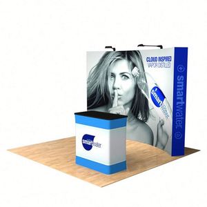 Portable Exhibition Counter Exhibition Booth <b>Foldable</b> <b>Table</b> Tension Fabric Square Trade Show Pop up <b>Table</b> With LED Light - Product Image 1