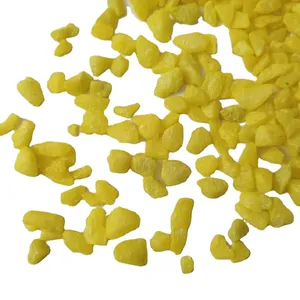 金属柠檬黄碎石片优质砾石出口柠檬黄装饰片硅砂涂层砾石