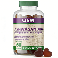 Gummies personnalisées au logo Ashwagandha, L-Théanine, GABA, sans gluten, véganes, pour adultes, améliorent le sommeil, la gestion du stress, l'humeur et soutiennent le système immunitaire, 60 unités