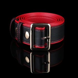 Adjustable Red & Black Leather <b>BDSM</b> Bondage Belt, Fetish <b>Restraint</b> Strap Exotic Belt for Adults and Couples - Product Image 3