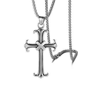 2022 Personalized Fashion Sword Necklace Hip Hop Cross Necklace Stainless Steel Trendy Necklaces Pearls