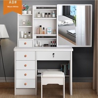 Petite table de maquillage moderne et minimaliste pour chambre à coucher, miroir coulissant, panneau multifonctionnel, table de maquillage intégrée, armoire de rangement en MDF