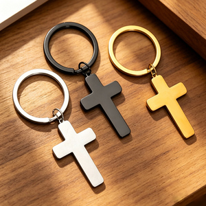 Nuevos y populares llaveros de acero inoxidable con temática religiosa, al por mayor, con diseño de cruz, colgante decorativo para bolso, personalizados - Product Image 1
