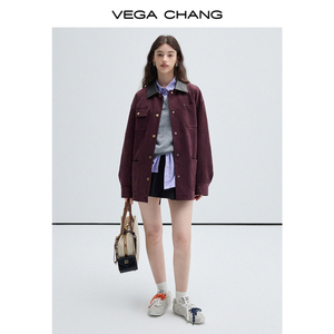 VEGA CHANG Neuer Mittellanger Mantel für den Herbst Vintage <span class=keywords><strong>Patchwork</strong></span> Revers Jacke im Hafen-Stil - Product Image 2